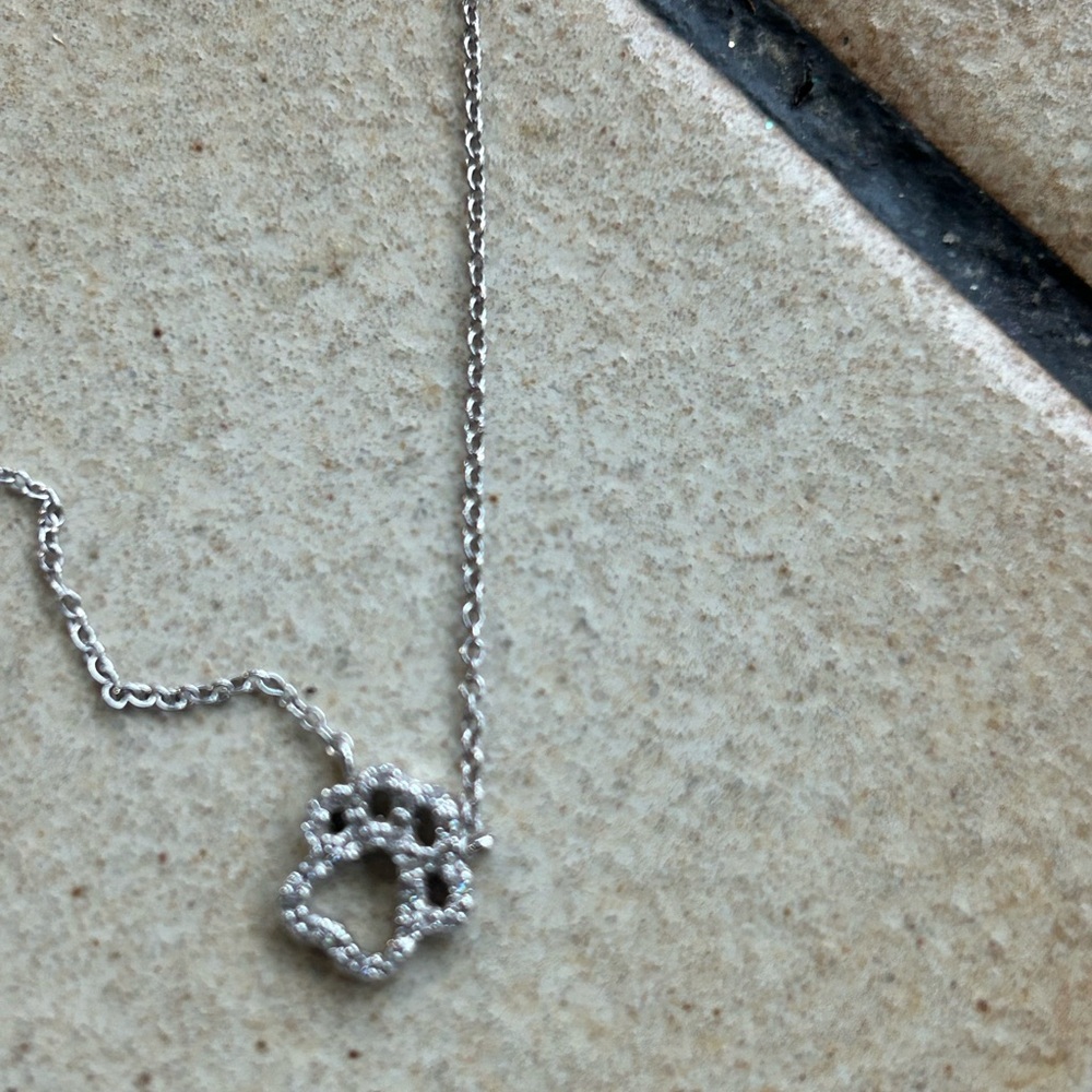 Paw Pendant Necklace in white gold